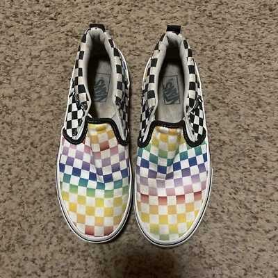 Zapatillas Tenis Vans Niñas Jóvenes Talla 3.5 Cuadros Arco Iris Foto 1 de 4