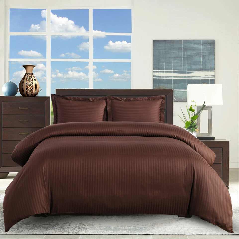 Juego de funda nórdica cómoda Twin/TwinXL 100 % algodón 300 hilos a rayas 2 piezas  Foto 1 de 1