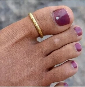 Women's 925 Silver Metal Big Toe Adjustable Toe Ring 14k Yellow Gold Plated - Picture 1 of 2