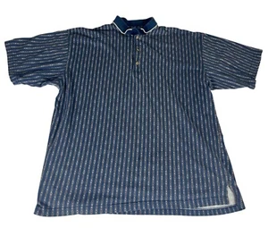 Vintage Alexander Martin Polo Shirt Top Men's XL Blue White Red Aztec Pattern - Picture 1 of 11