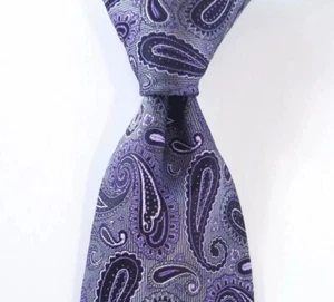 Preti Purple, Gray & Black Print 100% Silk Tie 3 5/8" x 60" - Picture 1 of 6