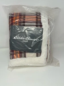 Eddie Bauer Home Edgewood Plaid Flannel And Sherpa Throw Blanket NEW 50x60 - Picture 1 of 2