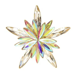 Star Snowflake Flower Brooch Crystal Glass Vintage Pin Christmas Winter Jewelry - Picture 1 of 5