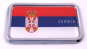 Serbia Serbian flag rectanguglar Chrome Emblem 3D Car Decal Sticker 3"x1.75" - Foto 1 di 2