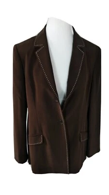 Traje de mujer Rena rowan talla 12 marrón cosido 109 % seda chaqueta separada S83 Foto 1 de 4