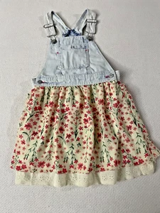 Jordache Girls Jumper Floral Dress Bib Overall Top Small 6-6X - Picture 1 of 10