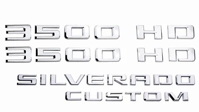 Set Fits 2019-23  Silverado 3500HD Custom Emblem Silver Letter Badge Foto 1 de 4