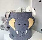 New 3D GRAY Felt ELEPHANT Storage Bin Toy Laundry Hamper Basket Container NIP