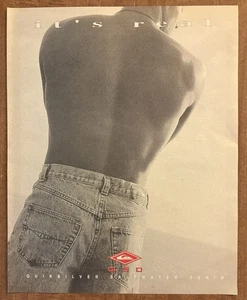 1991 Quicksilver Saltwater Denim QSD Shirtless Male Model Fashion 90s Print Ad - Picture 1 of 2