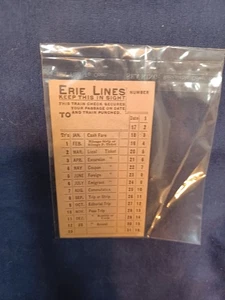 ANTIQUE ERIE RAILROAD TRAIN CHECK CARD FROM 1900 UNUSED - Picture 1 of 3