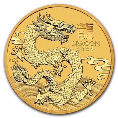 2024 Austrália 1/2 oz Gold Lunar Dragon BU (Série III) - Imagem 1 de 3