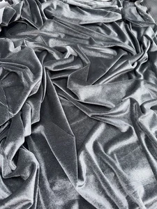 1 mtr dunkelgrauer Velours Samt leichter Stretch Stoff..58” breit(147cm) - Bild 1 von 6