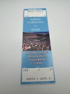 11/22/2003 UNC North Carolina Tar Heels vs Duke Blue Devils Football Ticket 1