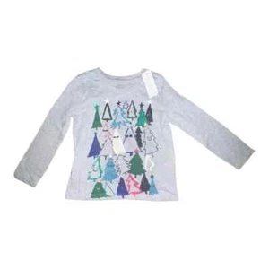 Gymboree Girls Gray Trees Graphic Long Sleeve T-Shirt Small NWT - Picture 1 of 7
