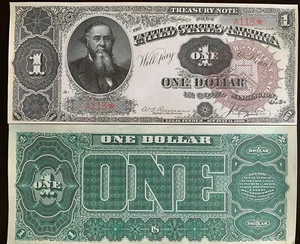 Reproduktion 1 $ 1890 Schatznote Währung Stanton Bürgerkrieg siehe Beschreibung - Bild 1 von 7