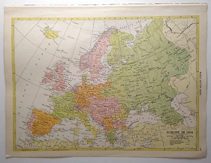 Mapa Atlas Antigua Europa 1955 en 1914 - Nuevo Atlas Mundial Supremo de MCM Hammond - Imagen 1 de 7