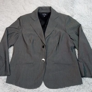 Evan Picone Jacket Womens 16W Gray Blazer Suit Coat Lined Career Faux Pockets - Picture 1 of 12
