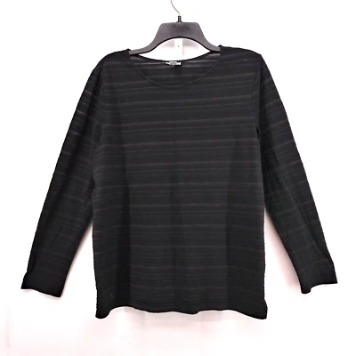 Camisa Croft & Barrow Mujer Talla XL Negra Hilo Metálico Rayas Manga Larga Top Foto 1 de 4