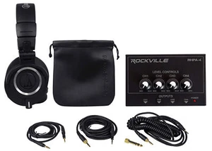 Audio Technica ATH-M50X Studio Monitor Headphones+4-Way Distribution Amplifier - Picture 1 of 11