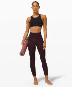 Pantalón legging LULULEMON para mujer Cassis negro y púrpura con estampado de tinte de diamante talla - Imagen 1 de 10