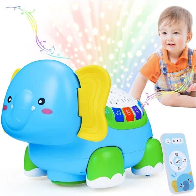 BEDEE Baby Spielzeug ab 1 Jahr Beleuchtetes Elefant Krabbelspielzeug mit Musik Licht