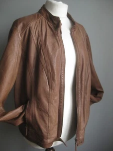 CHAQUETA DE CUERO JOHN ROCHA 22 biker racer 50 marrón tostado suave diseñadores debenhams - Imagen 1 de 24