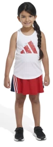 Adidas WHITE Little Girl's 2-Piece Tank Top & Skort Set, US 5 - Picture 1 of 4