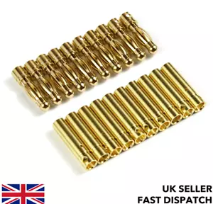 10 pairs 4mm Gold Bullet Connectors / Banana Plugs RC Car/Drone Lipo Battery - Picture 1 of 3