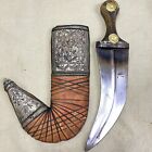 Antique dagger leather khanjar jambiya arabic dagger oman yemen جنبية يماني خنجر