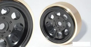 SSD 1.0" Aluminum / Brass 8 Hole Wheels BLACK SSD00506 24g SCX24 18th G2 Wheel - Picture 1 of 4