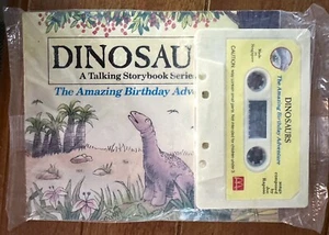 Libro de cuentos hablando de dinosaurios de McDonald's 1989 + casete aventura de cumpleaños sin usar en paquete - Imagen 1 de 4