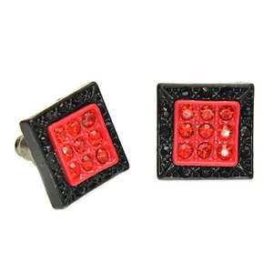 Hip Hop Herren 12mm Quadrat Push Back Ohrstecker TE 504 BKRD - Bild 1 von 3