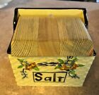 Vintage 1920s Hotta Yu Shoten Floral & Basket Weave Ceramic Salt Box Wood Lid