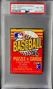 (POP 1) 1985 Donruss Baseball Wax Pack PSA 8 w Orel Hershiser Rookie RC Back - Picture 1 of 4