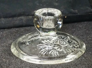 Vintage Jeannette Glass Camellia Clear Candle Holder 4 Available Excellent ! - Picture 1 of 7