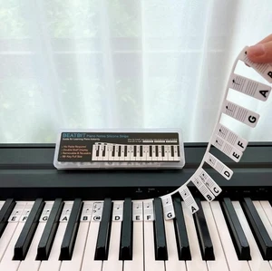 Removable Piano Keyboard Note Labels, 88-Key Silicone, Reusable with Box (Black) - Picture 1 of 9