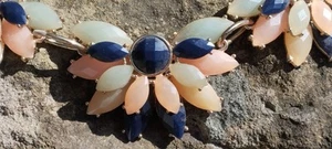 Multicolor Collier facettierte Glas Blüten Goldfarben Art Deco Stil Boho 82gr - Bild 1 von 23