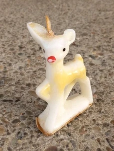 Vintage. 50er Jahre Gurley Rudolph das rotnasige Rentier Weihnachtskerze UNGEBRANNT  - Bild 1 von 6