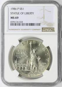 1986-P Statue of Liberty $1 Silver Dollar Commemorative NGC MS69 - Picture 1 of 4