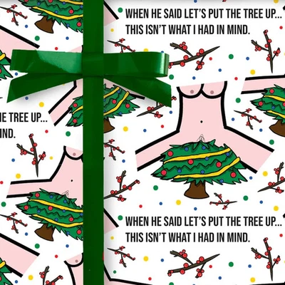 Rude Christmas Adult Christmas Wrapping Paper Roll, When He Said Gift Wrap - Image 1 of 4