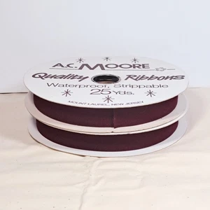 Lot (2) Velvet Ribbon AC MOORE  7/8" x 25 Yds Ea Cranberry Red Waterproof, USA - Picture 1 of 4