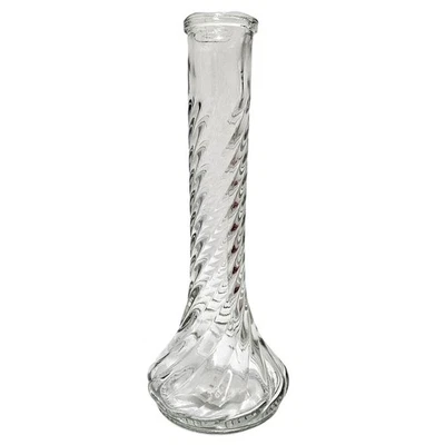 Pk of 3 burton + BURTON Clear Swirl Glass Single Bud Vase With Scalloped Lip New - Imagem 1 de 4