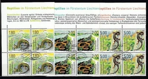 Liechtenstein 1758 - 60 Reptile Block of Four Set Oo - Imagen 1 de 1