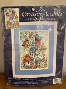 Creative Accents Birdhouse Neighbors Counted Cross Stitch Kit 9X12 Barbara Mock - Picture 1 of 6