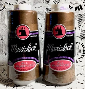 NEW 2 Brown maxilock 3000Yd spools 100% polyester overlock sewing thread TEX 27 - Picture 1 of 3