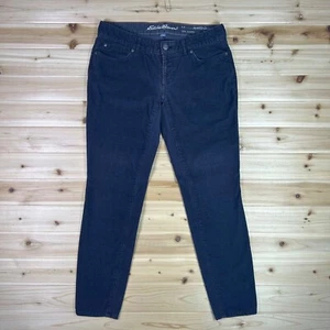 Eddie Bauer Pants Womens 8 Black Corduroy Slightly Curvy Skinny Fit Trousers - Picture 1 of 9