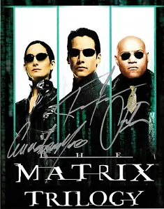 THE MATRIX 8x10 firmado KEANU REEVES CARRIE ANNE MOSS, Laurence Fishburne certificado de autenticidad - Imagen 1 de 4