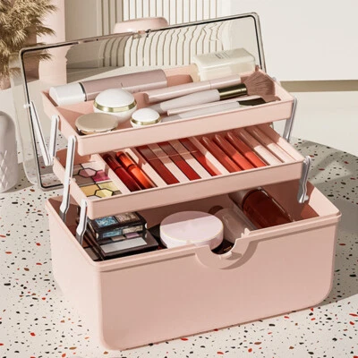 Portable Large Vanity Case Beauty Box Make up Jewelry Cosmetic Storage Box - Image 1 of 4