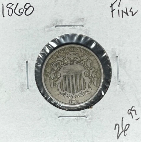 1868 SHIELD NICKEL ~ FINE ~NICE COIN~ Cover