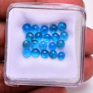 20 Pcs Natural Apatite Untreated 4mm Round Cabochon Glossy Loose Gemstones Lot - Picture 1 of 4